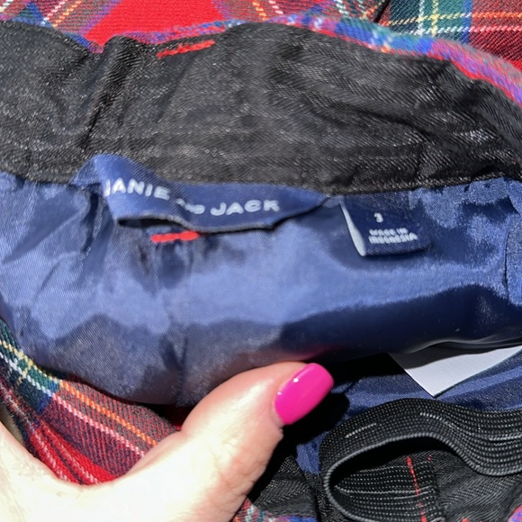 Janie and Jack Red Plaid Kids Formal Bottoms - Picture 3 of 3